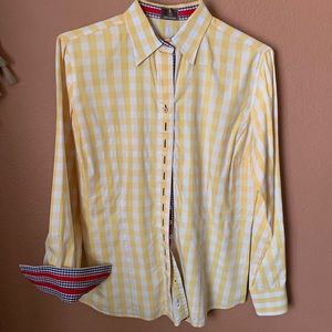 Flor Da Liso yellow button down woman’s blouse